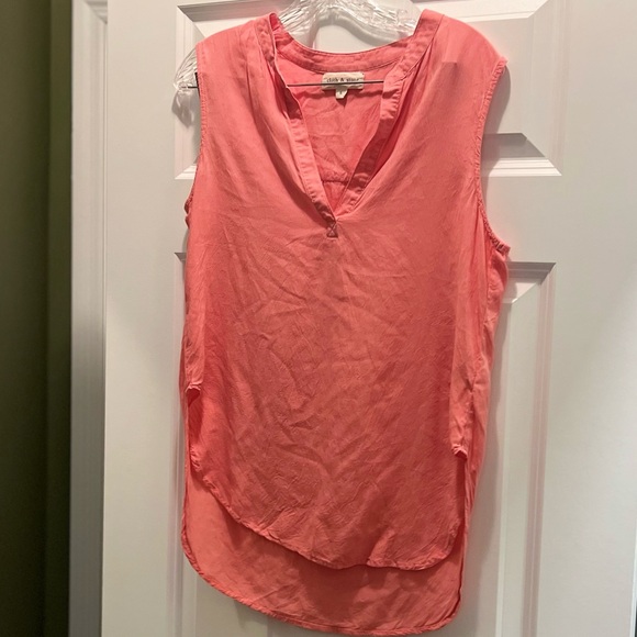 3/$19 Cloth & Stone coral pink sleeveless tunic tank top - Picture 4 of 14
